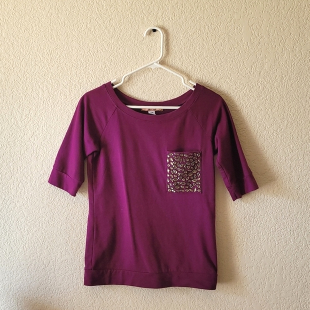 Dark purple jewel pocket shirt